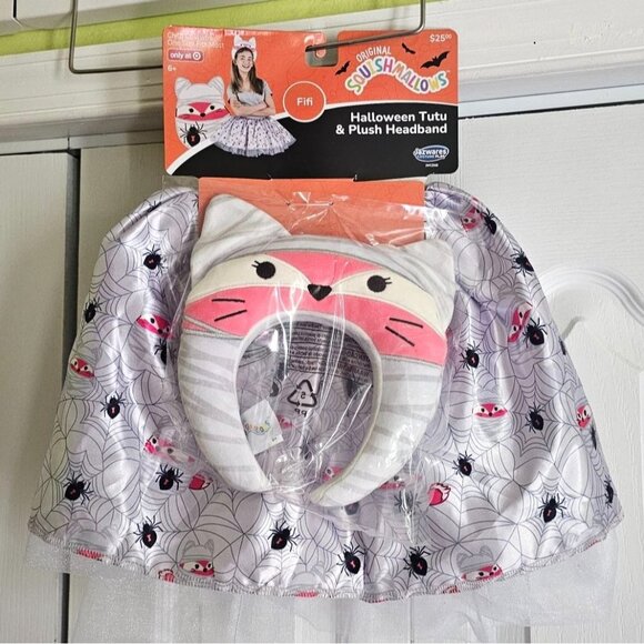 Girls Squishmallows Fifi Halloween Mummy Tutu & Plush Headband Kellytoys 6+ NEW - Picture 1 of 3